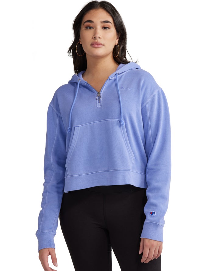 Champion Lightweight Fleece 1/2 Zip Hoodie Dames - Blauw - Belgie 6458TRPHZ